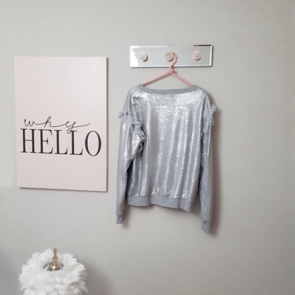 EUC Piazza Del Tempio silver foil ruffle tulle accent sweatshirt - Picture 5 of 7